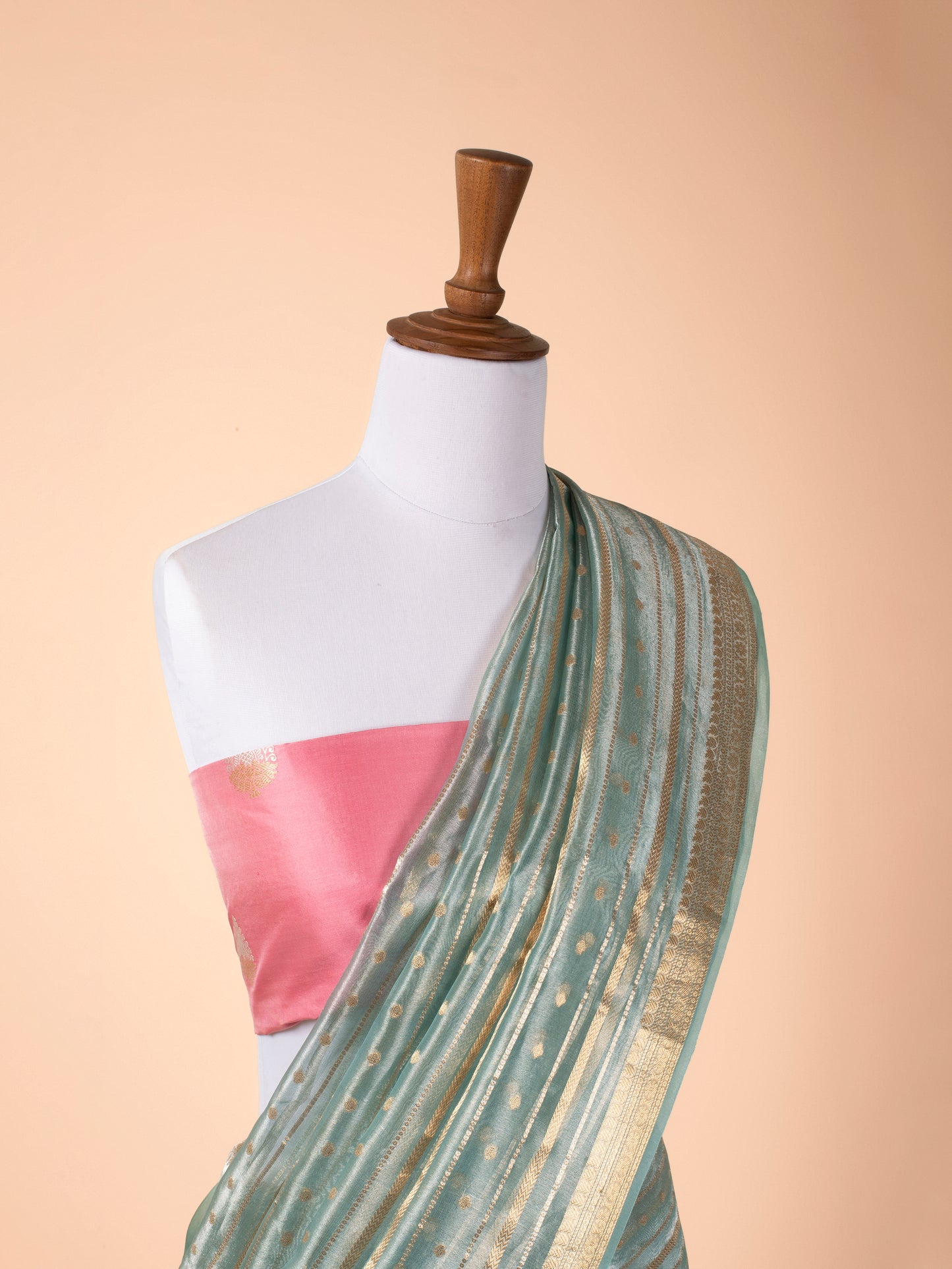 Handwoven Sea Green Tissue Saree