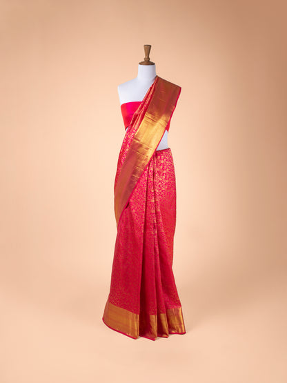 Handwoven Rani Pink Kanjivaram Silk Saree