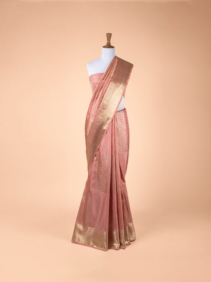 Handwoven Peach Kanjivaram Silk Saree