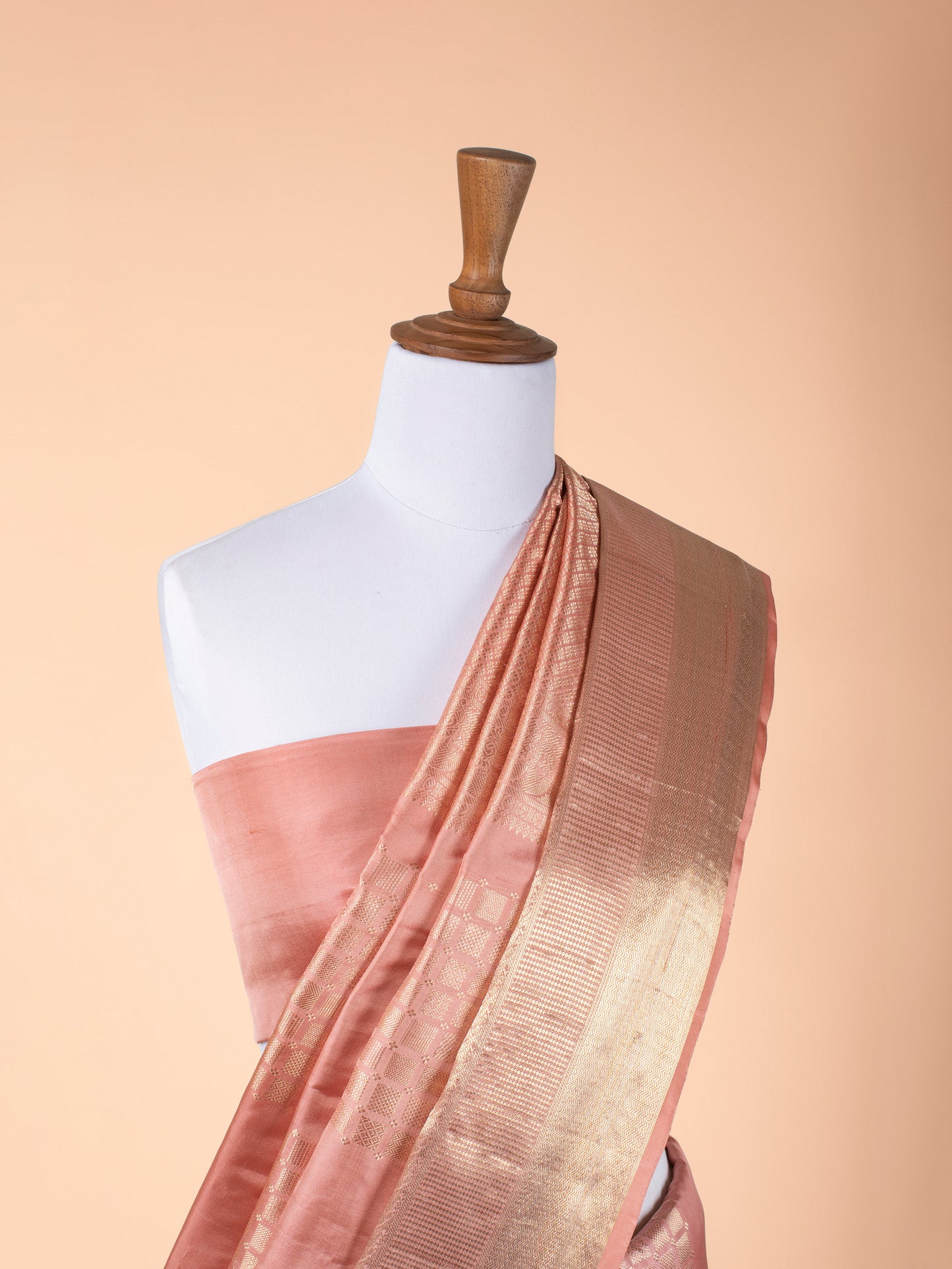 Handwoven Peach Kanjivaram Silk Saree