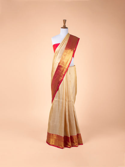 Handwoven White Kanjivaram Silk Saree