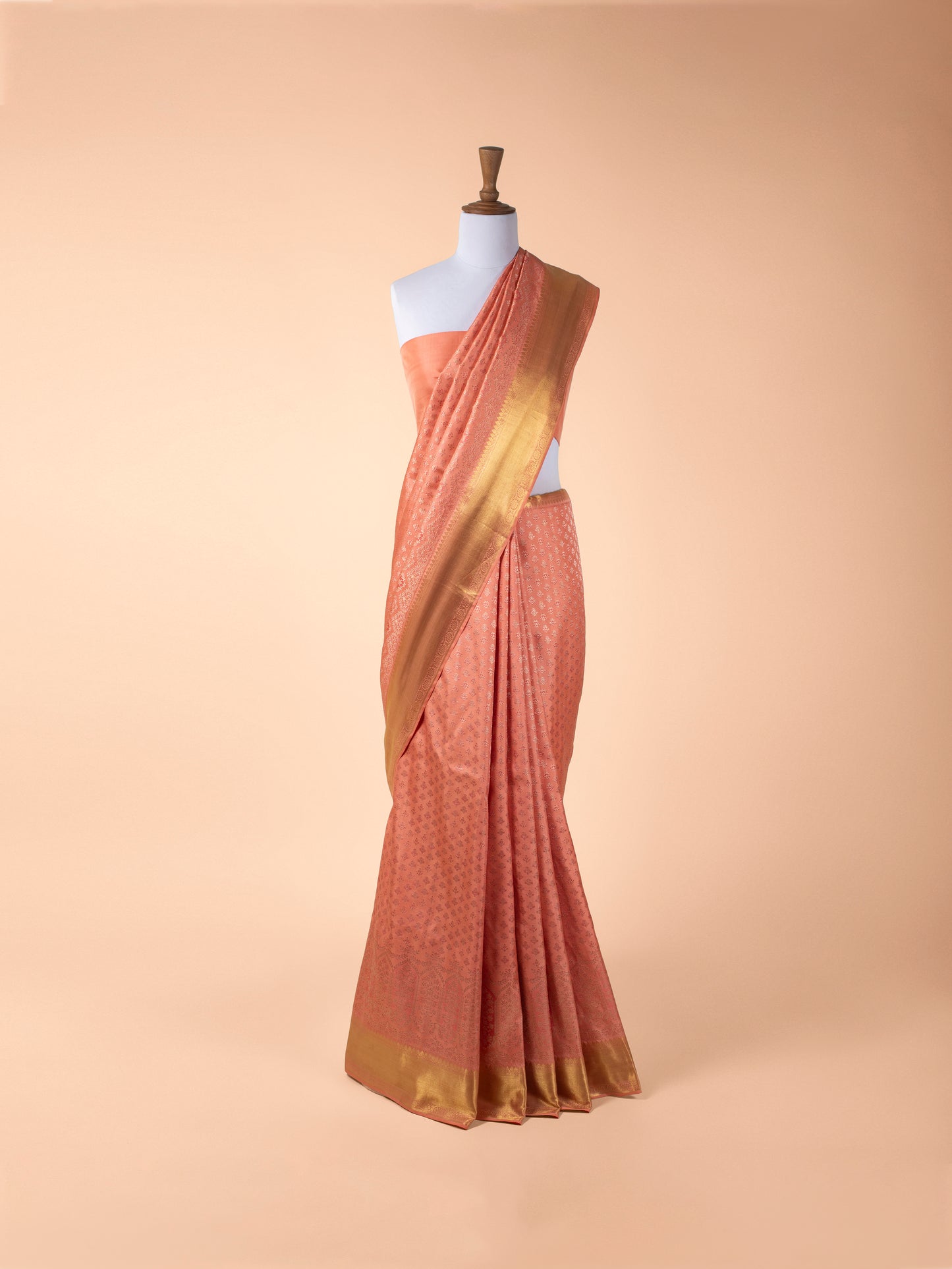 Handwoven Orange Kanjivaram Silk Saree