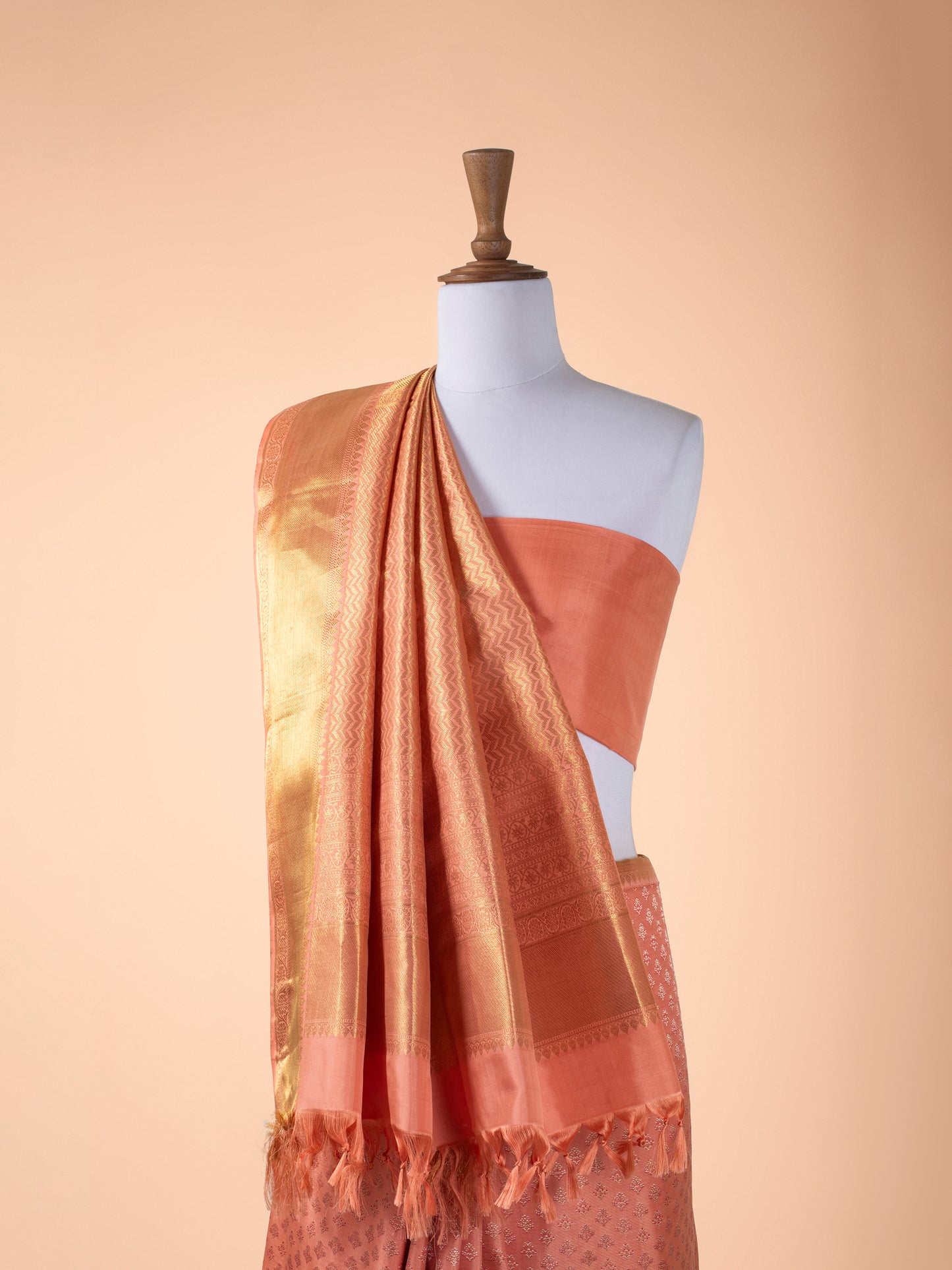 Handwoven Orange Kanjivaram Silk Saree