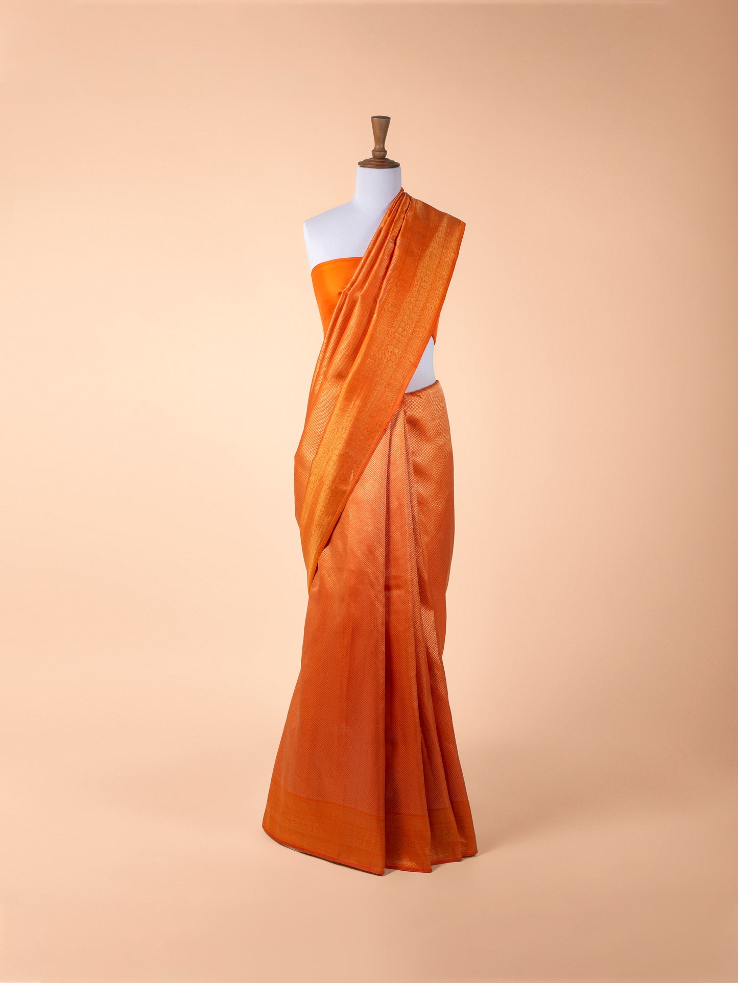 Handwoven Orange Kanjivaram Silk Saree