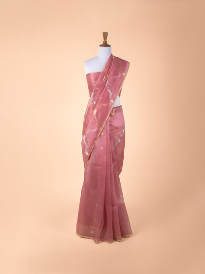 Handwoven Pink Organza Saree