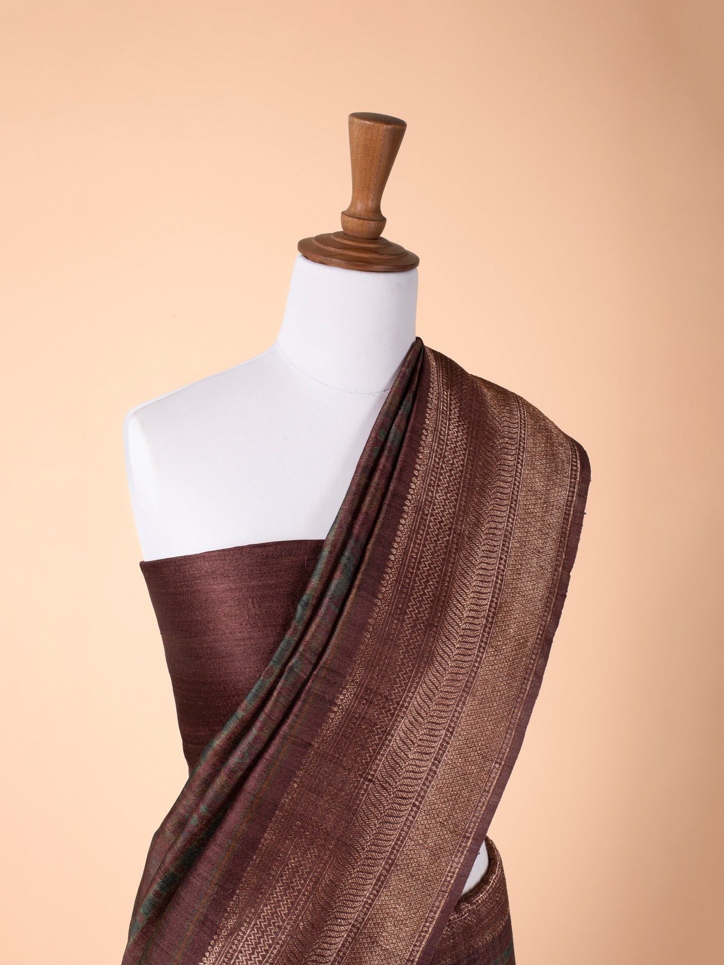 Handwoven Brown Tussar Silk Saree