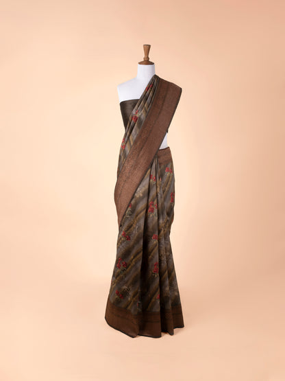 Handwoven Brown Tussar Silk Saree