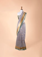 Handwoven Grey Linen Saree