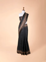 Handwoven Black Tusser Silk Saree