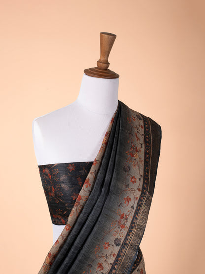 Handwoven Black Tusser Silk Saree