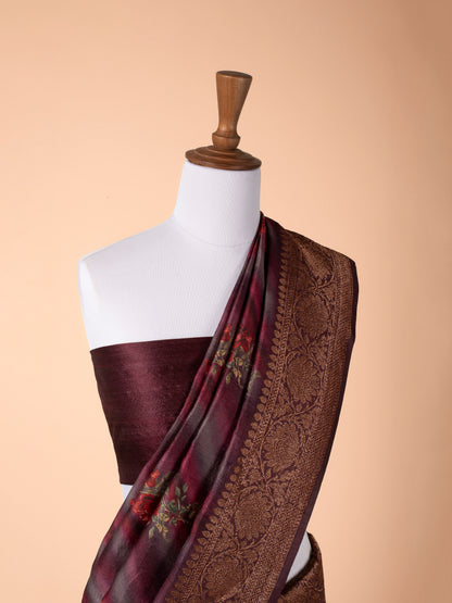 Handwoven Garnet Tusser Silk Saree