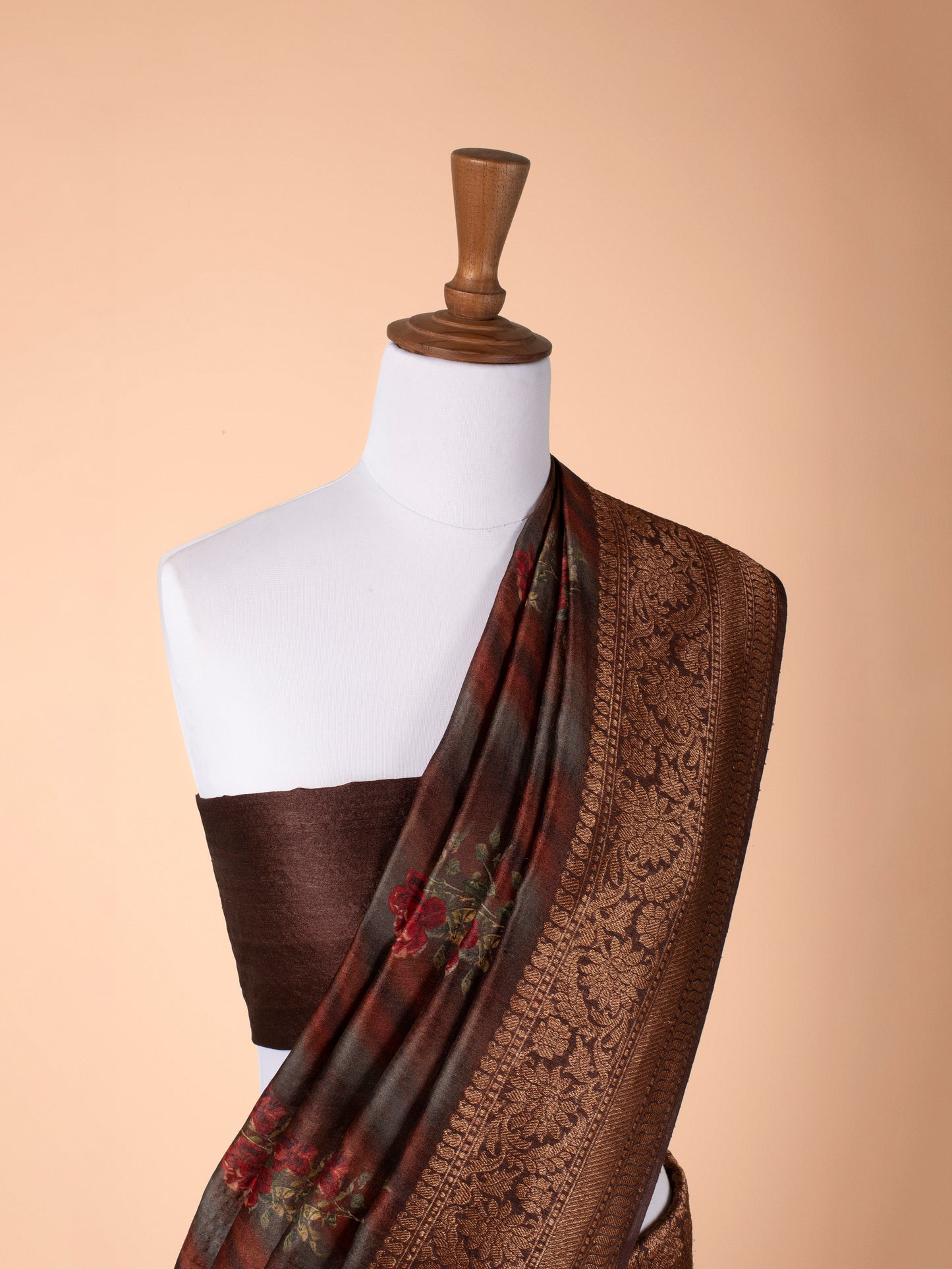 Handwoven Brown Tussar Silk Saree