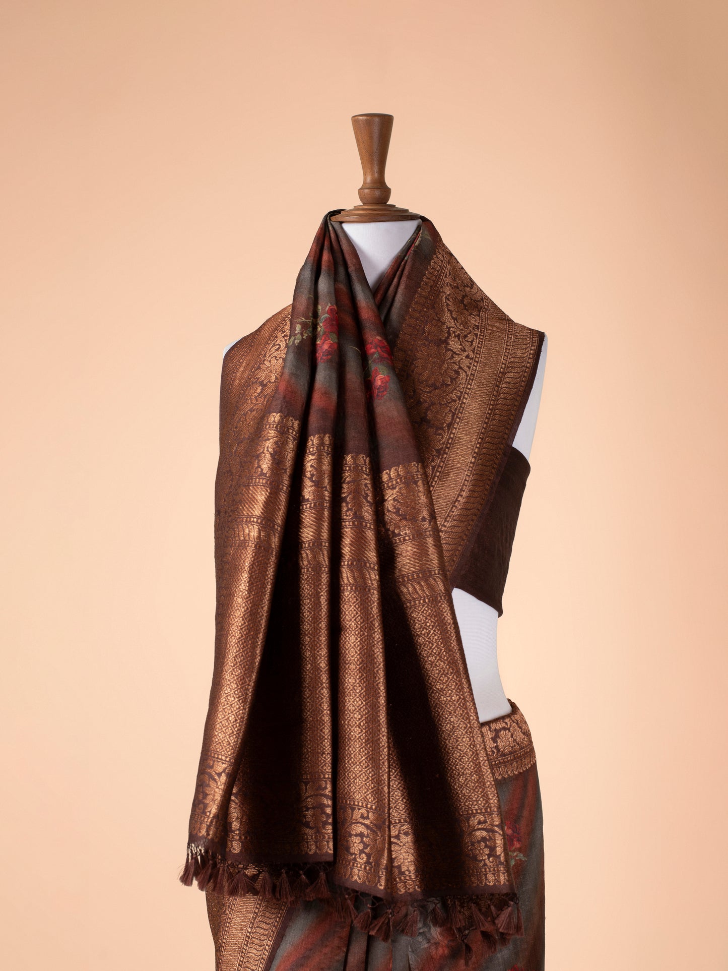 Handwoven Brown Tussar Silk Saree