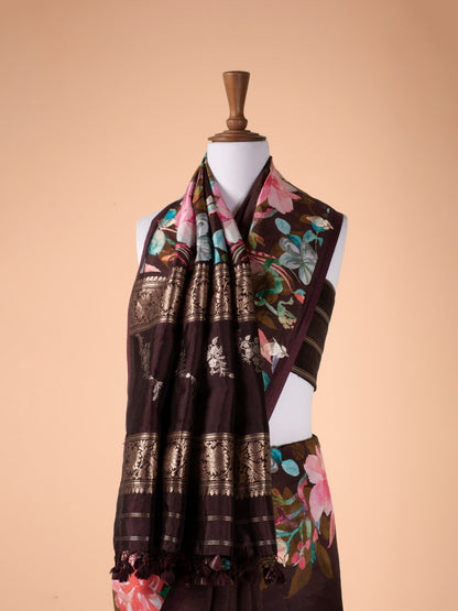 Handwoven Brown Silk Saree