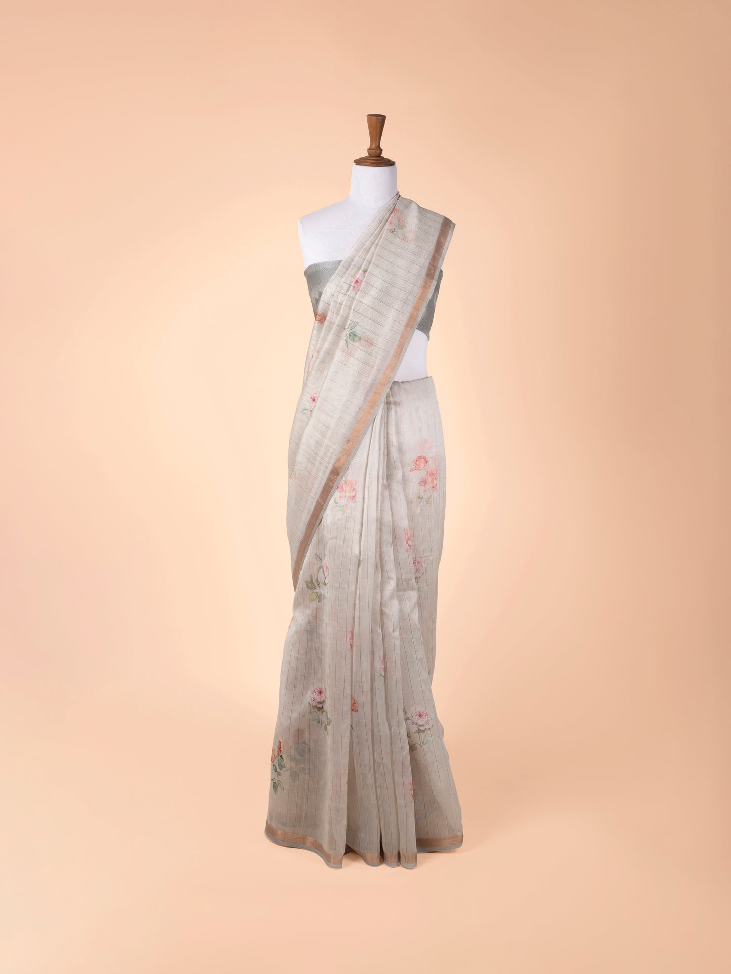 Handwoven Grey Chanderi Saree