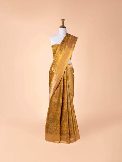 Handwoven Mustard Satin Silk Saree