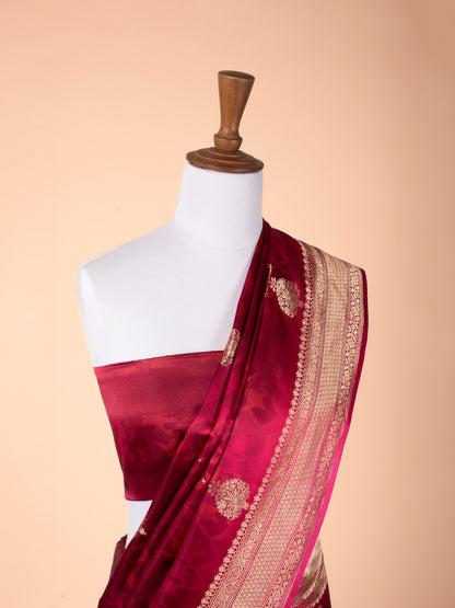 Handwoven Rani Pink Satin Silk Saree