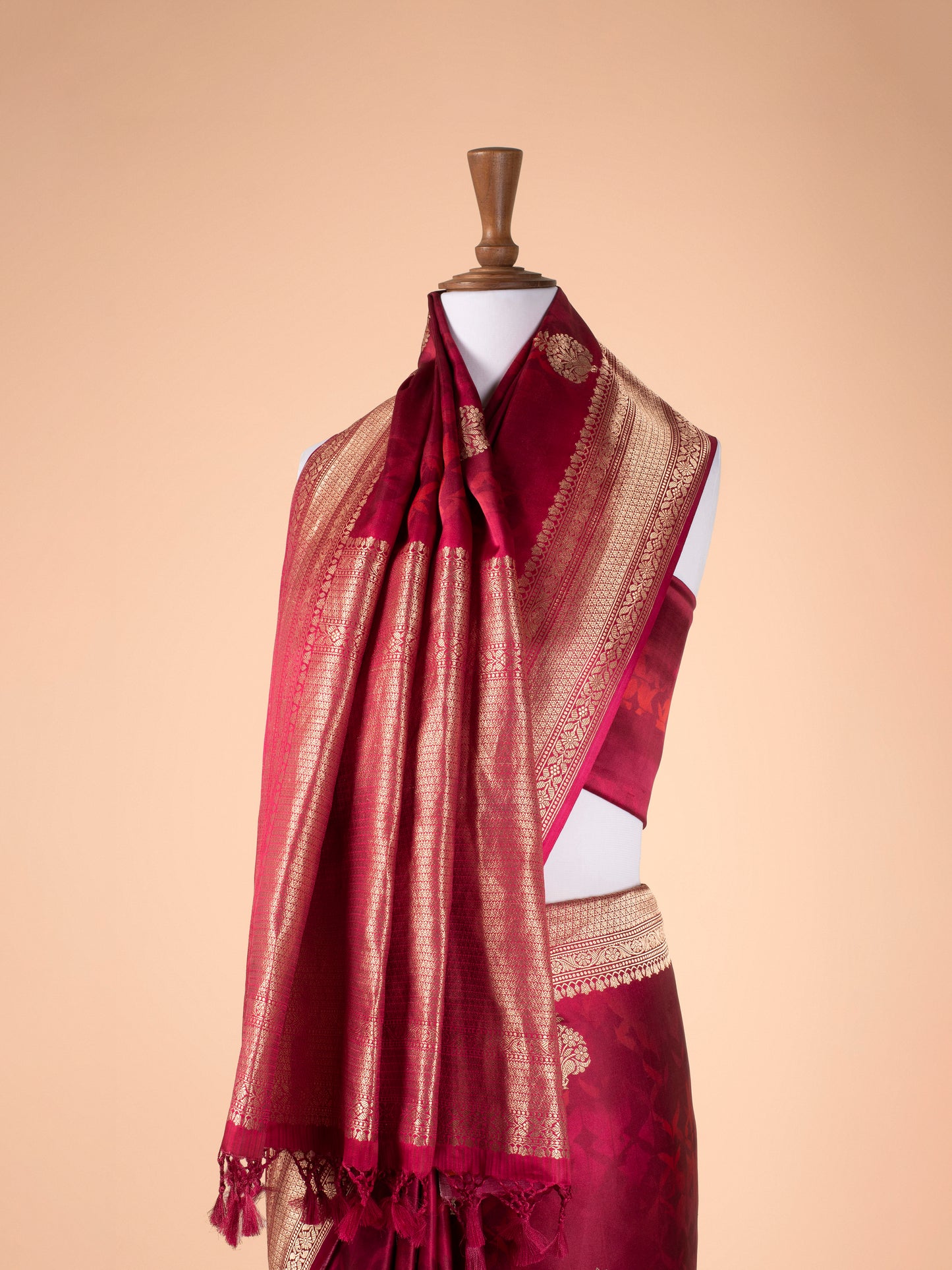 Handwoven Rani Pink Satin Silk Saree