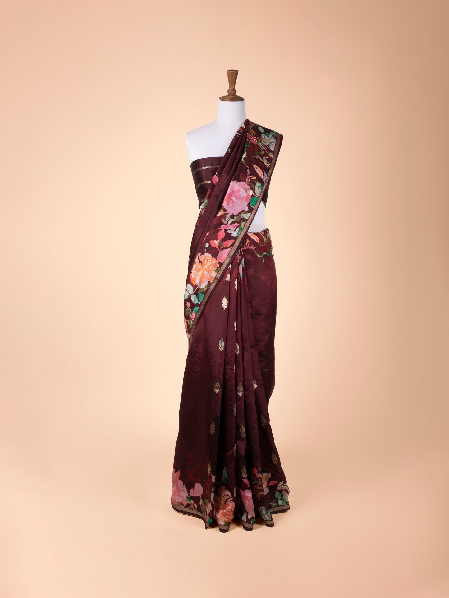 Handwoven Garnet Silk Saree