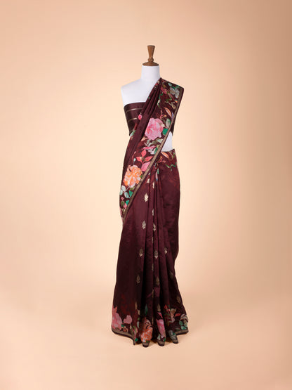 Handwoven Garnet Silk Saree