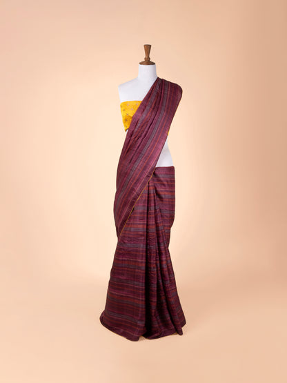 Handwoven Garnet Tussar Silk Saree