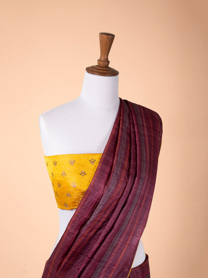 Handwoven Garnet Tussar Silk Saree