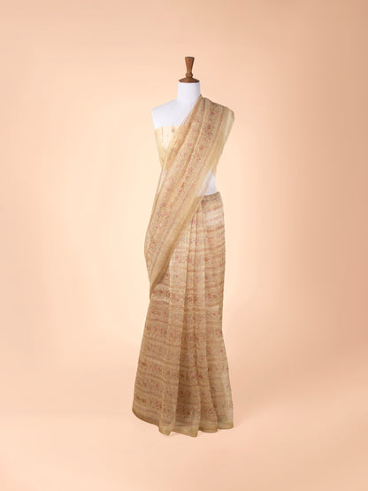 Handwoven Yellow Organza Saree