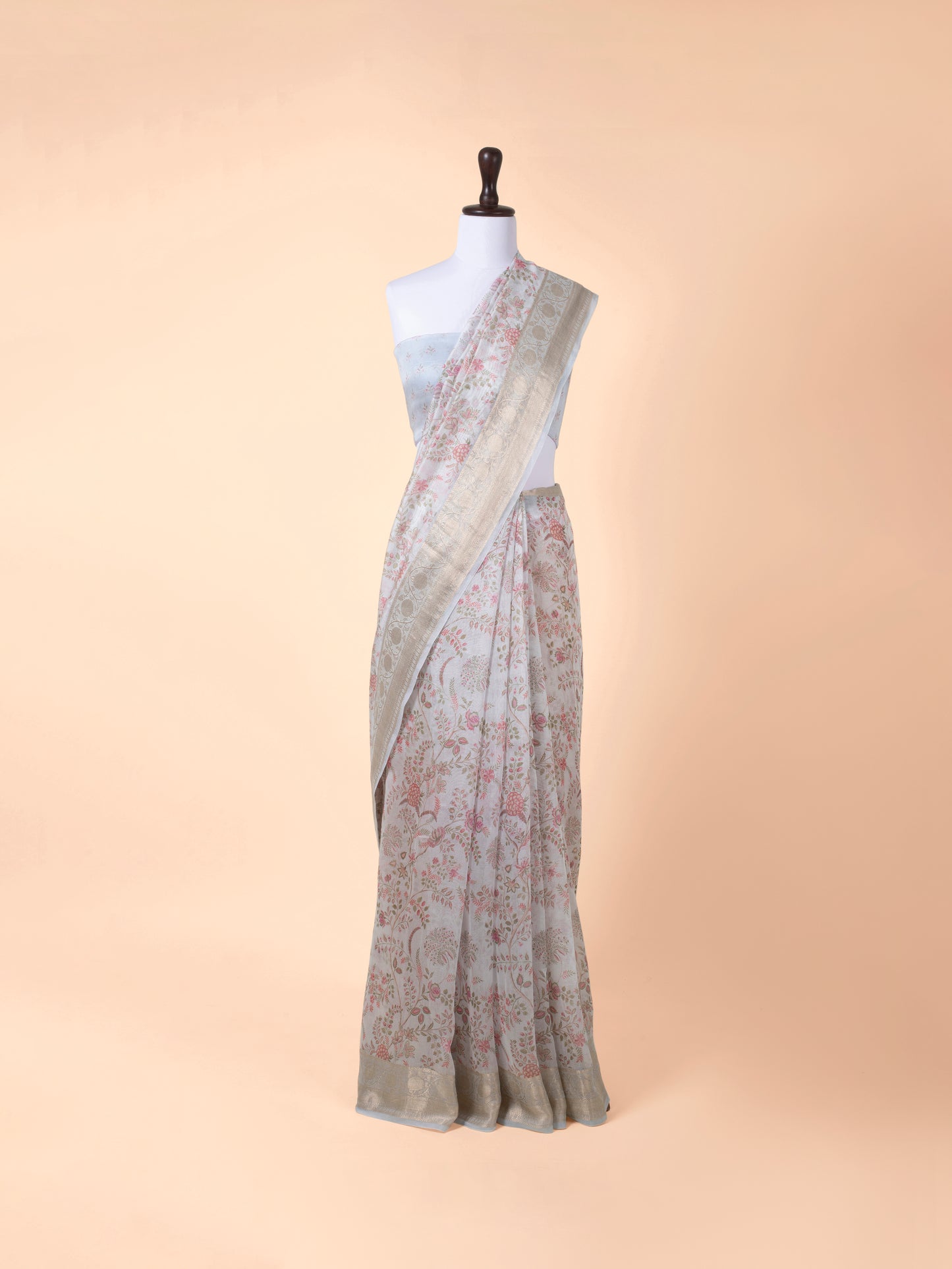 Handwoven Off White Chanderi Saree