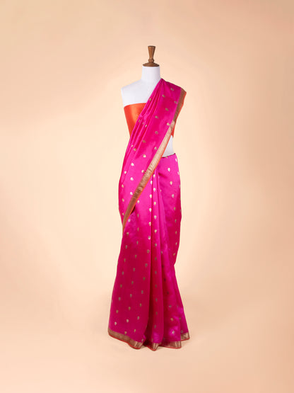 Handwoven Rani Pink Silk Saree