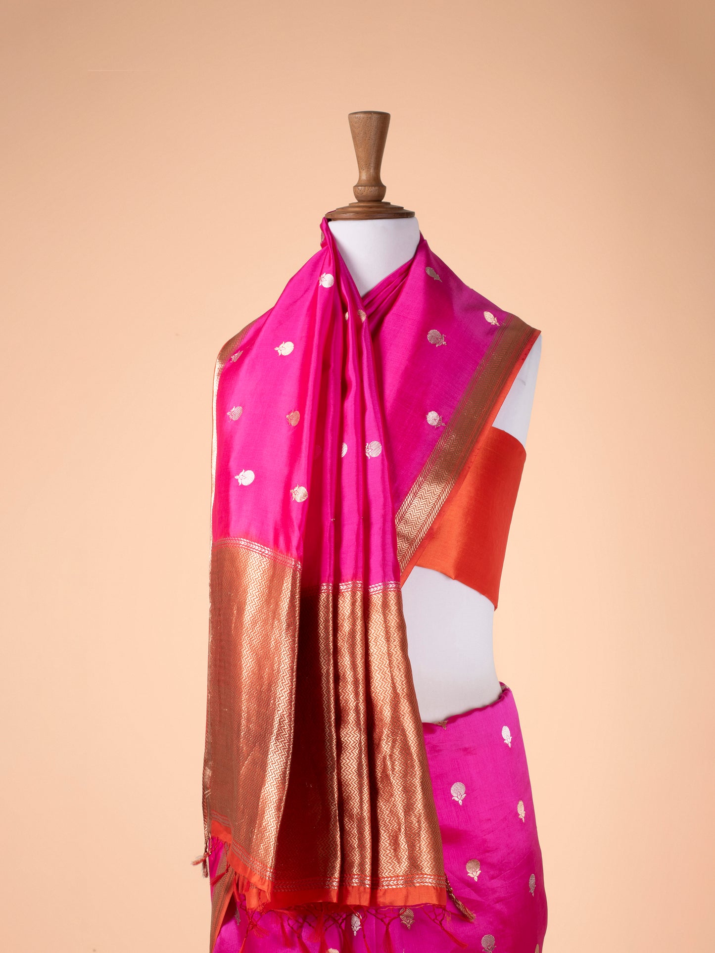 Handwoven Rani Pink Silk Saree