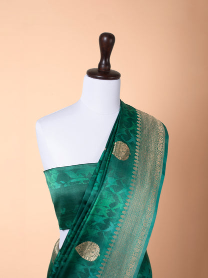 Handwoven Green Satin Silk Saree