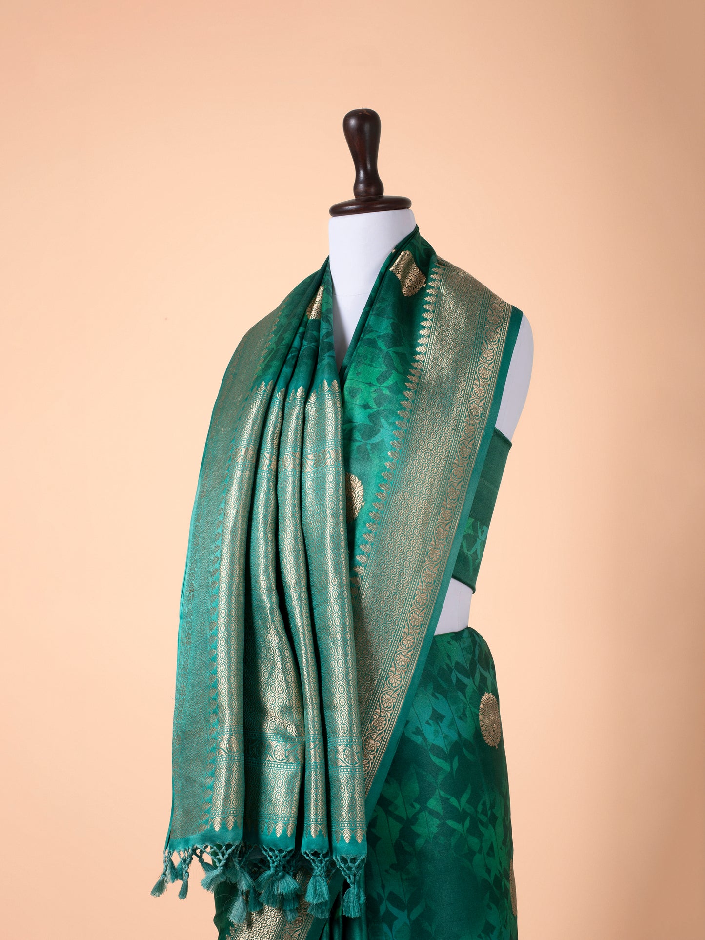 Handwoven Green Satin Silk Saree