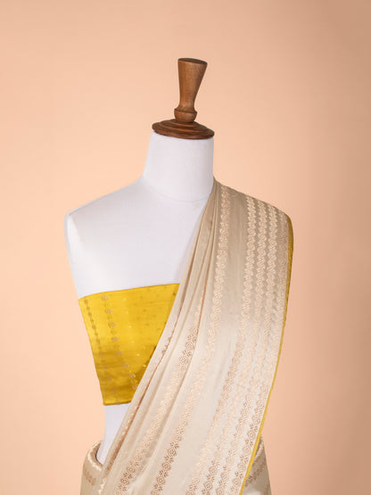 Handwoven Cream Satin Silk Saree