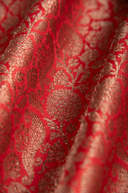 Handwoven Red Silk Fabric