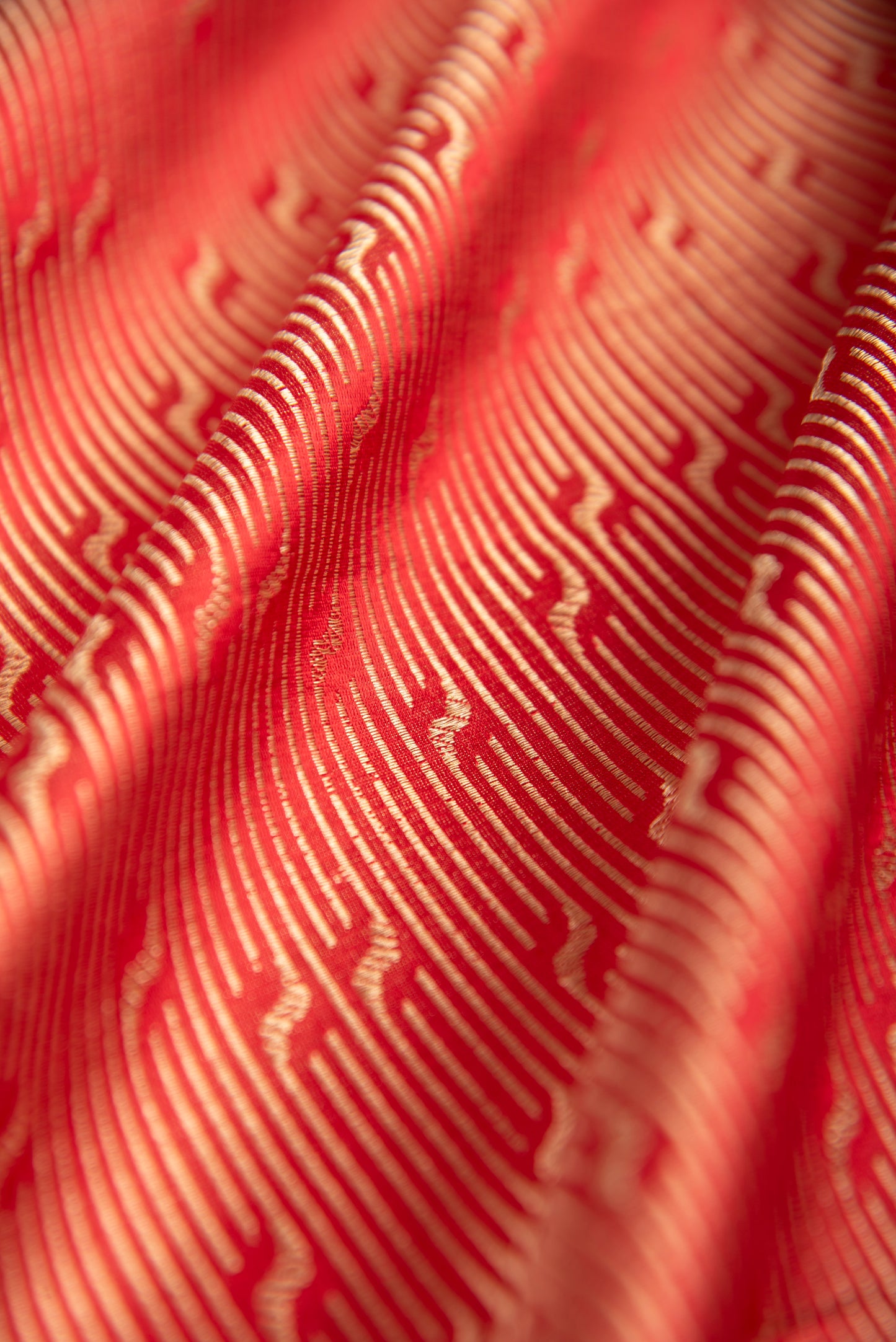 Handwoven Red Satin Silk Fabric