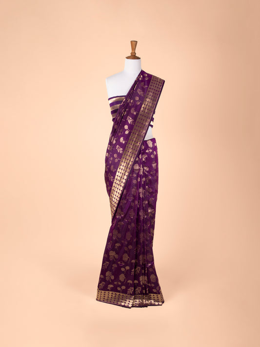 Handwoven Purple Silk Saree