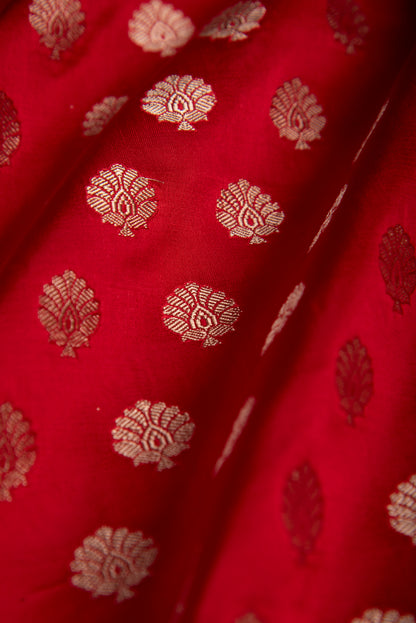 Handwoven Red Satin Silk Fabric