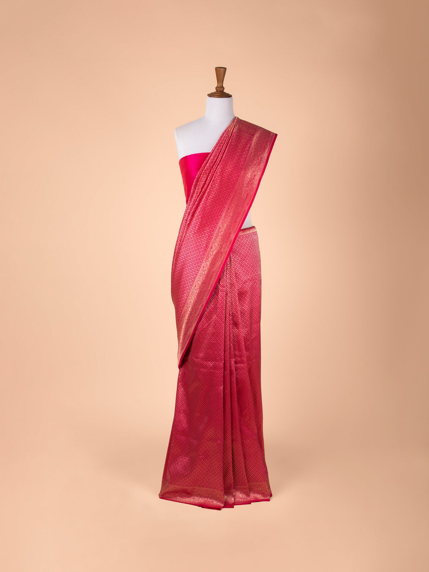 Handwoven Rani Pink Silk Saree