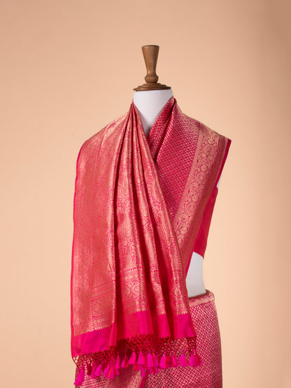 Handwoven Rani Pink Silk Saree