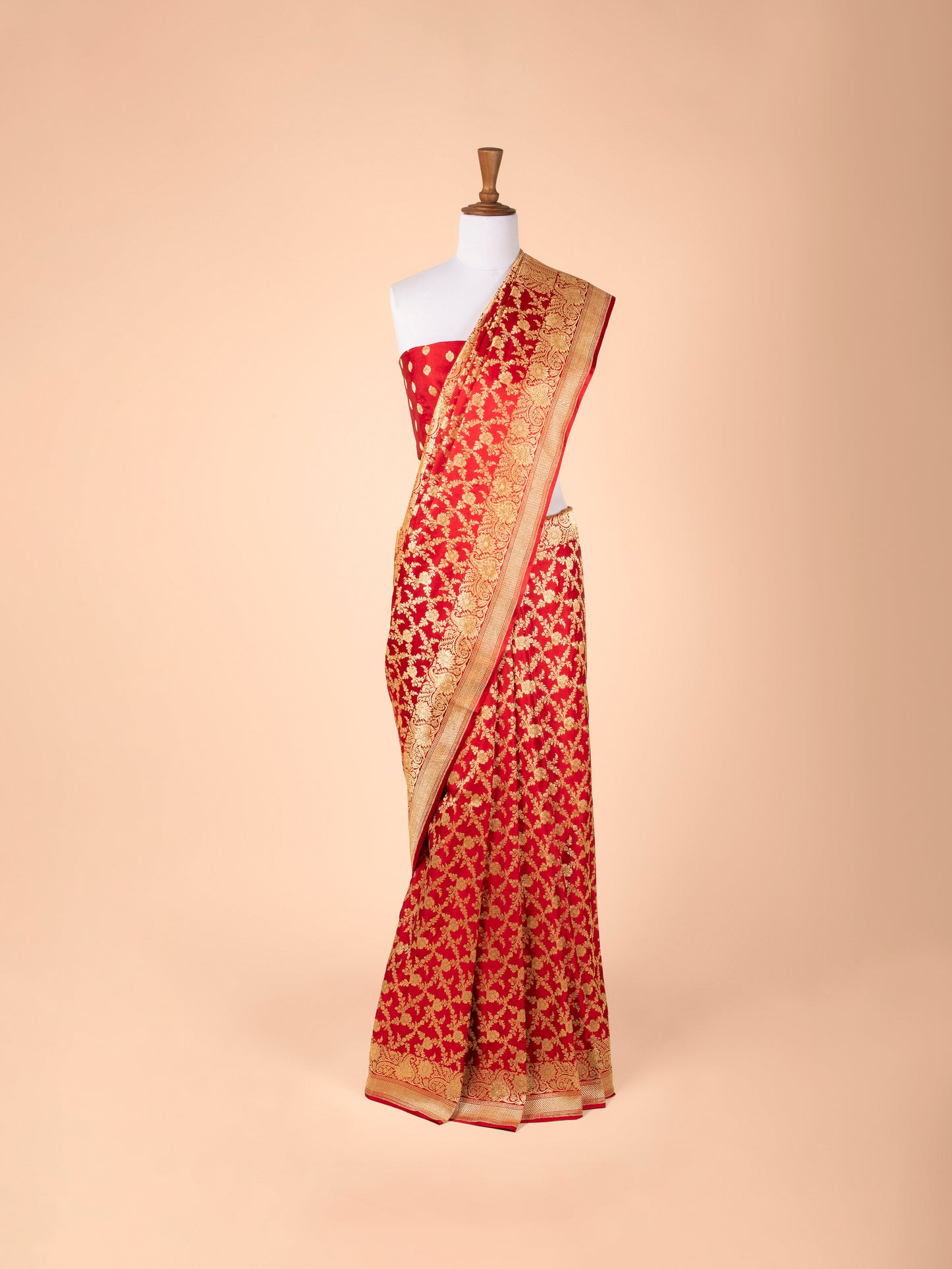 Handwoven Red Satin Silk Saree