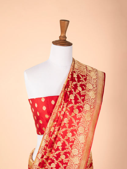 Handwoven Red Satin Silk Saree