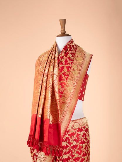 Handwoven Red Satin Silk Saree