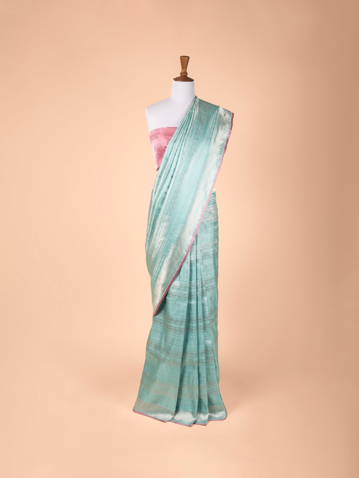 Handwoven Turquoise Blue Silk Saree