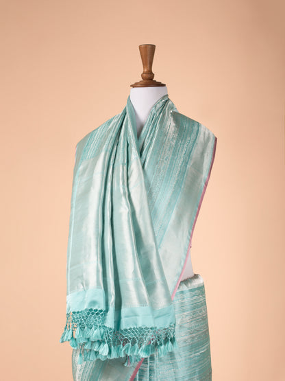 Handwoven Turquoise Blue Silk Saree