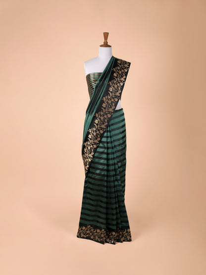 Handwoven Multicolour Green Silk Saree