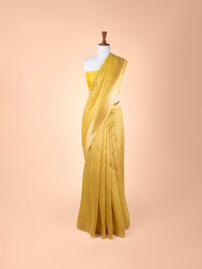 Handwoven Yellow Organza Saree