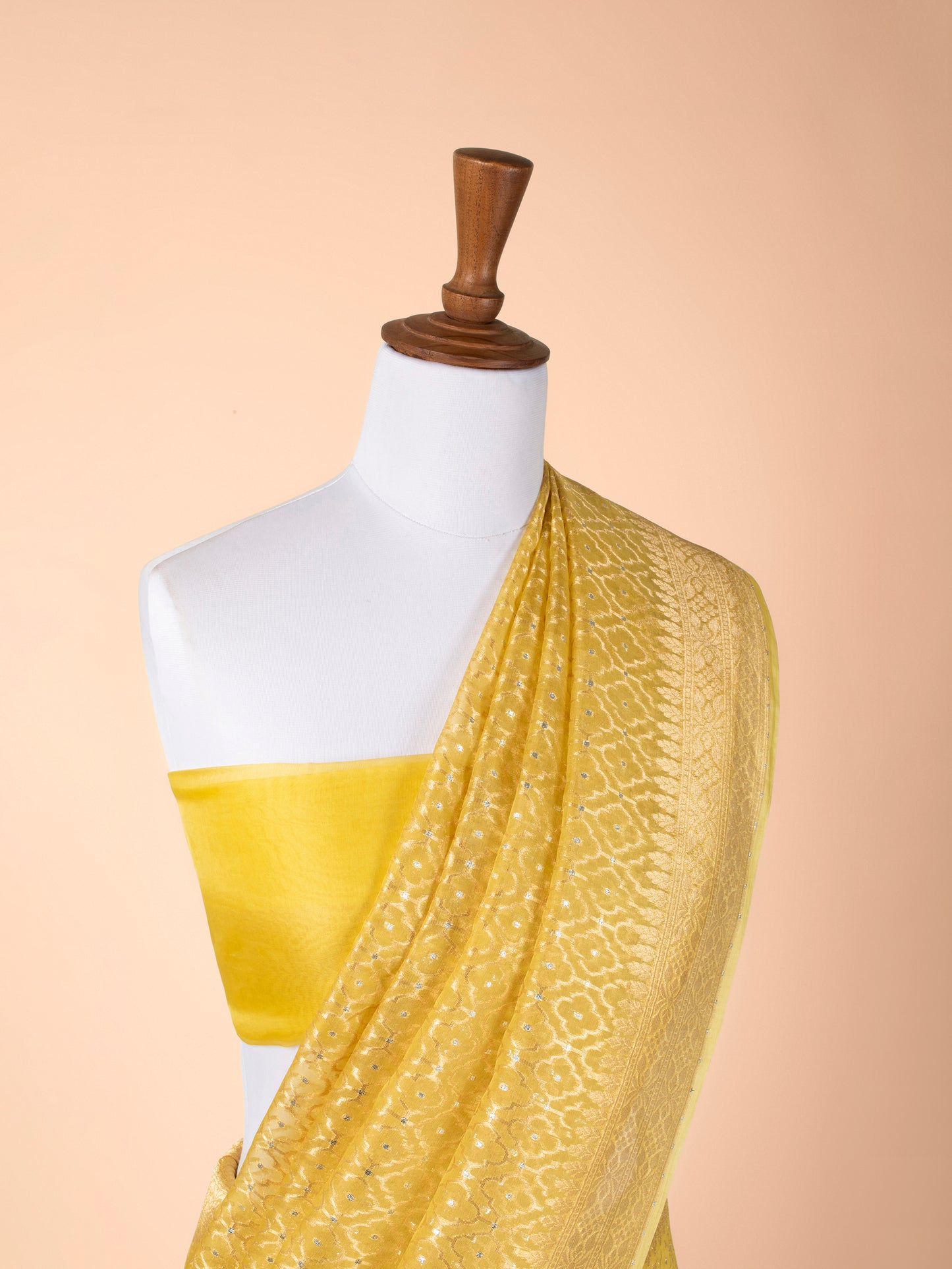 Handwoven Yellow Organza Saree