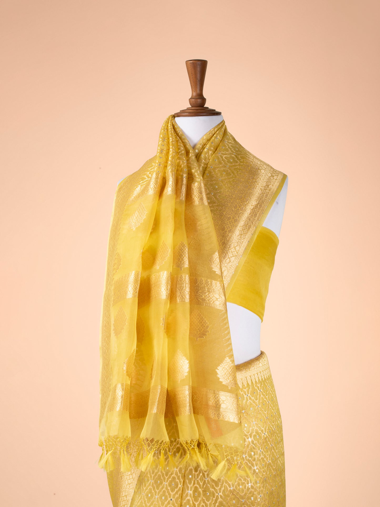 Handwoven Yellow Organza Saree