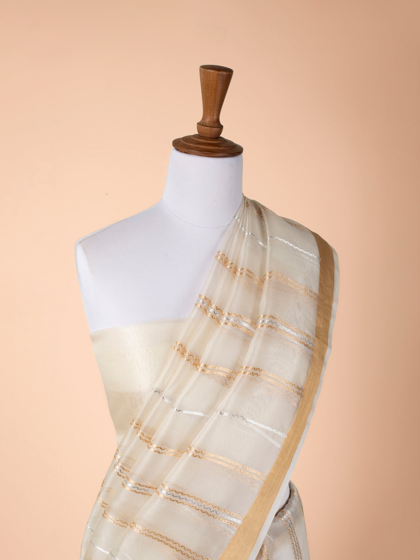 Handwoven Off White Organza Saree