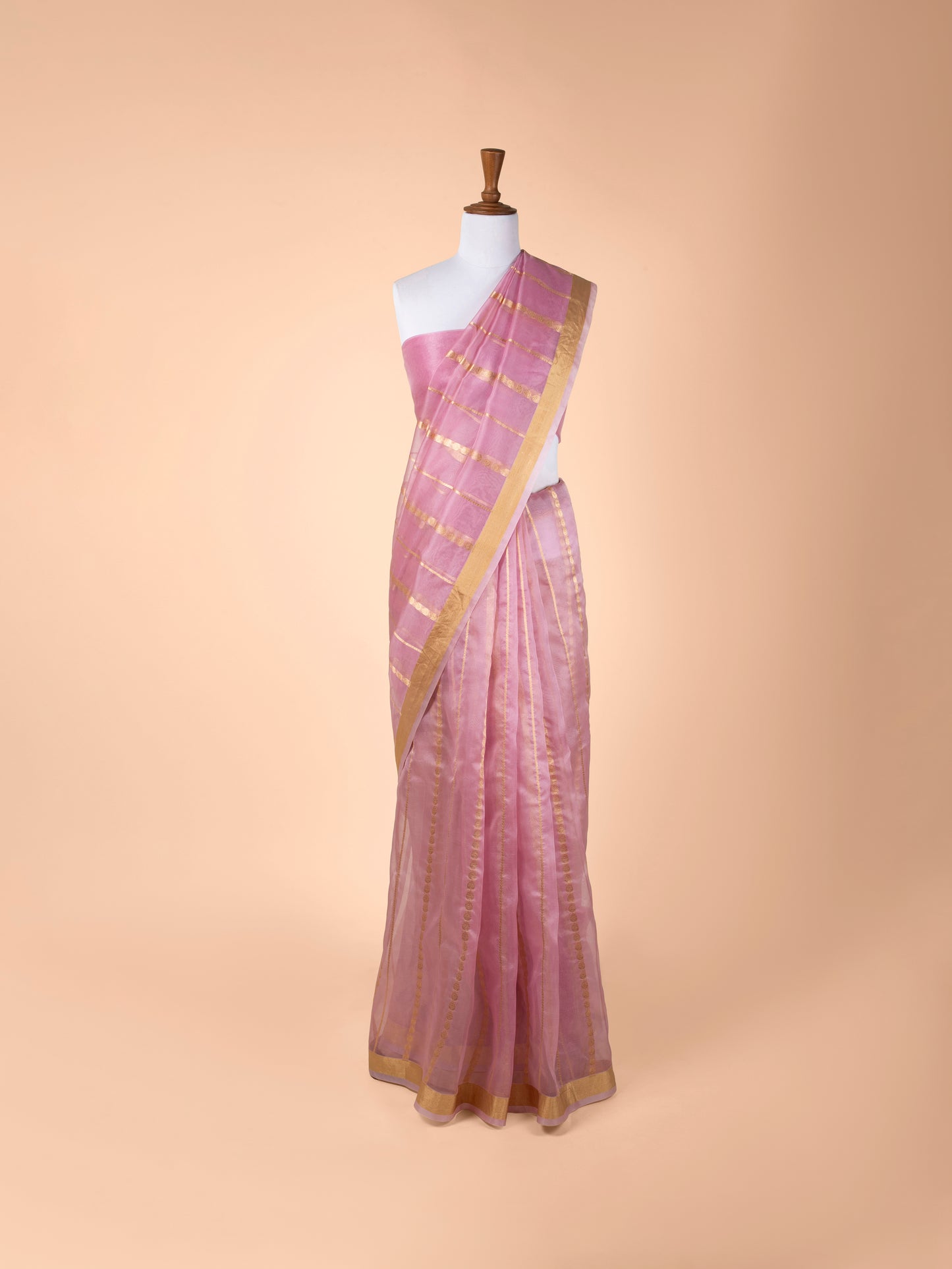 Handwoven Pink Organza Saree